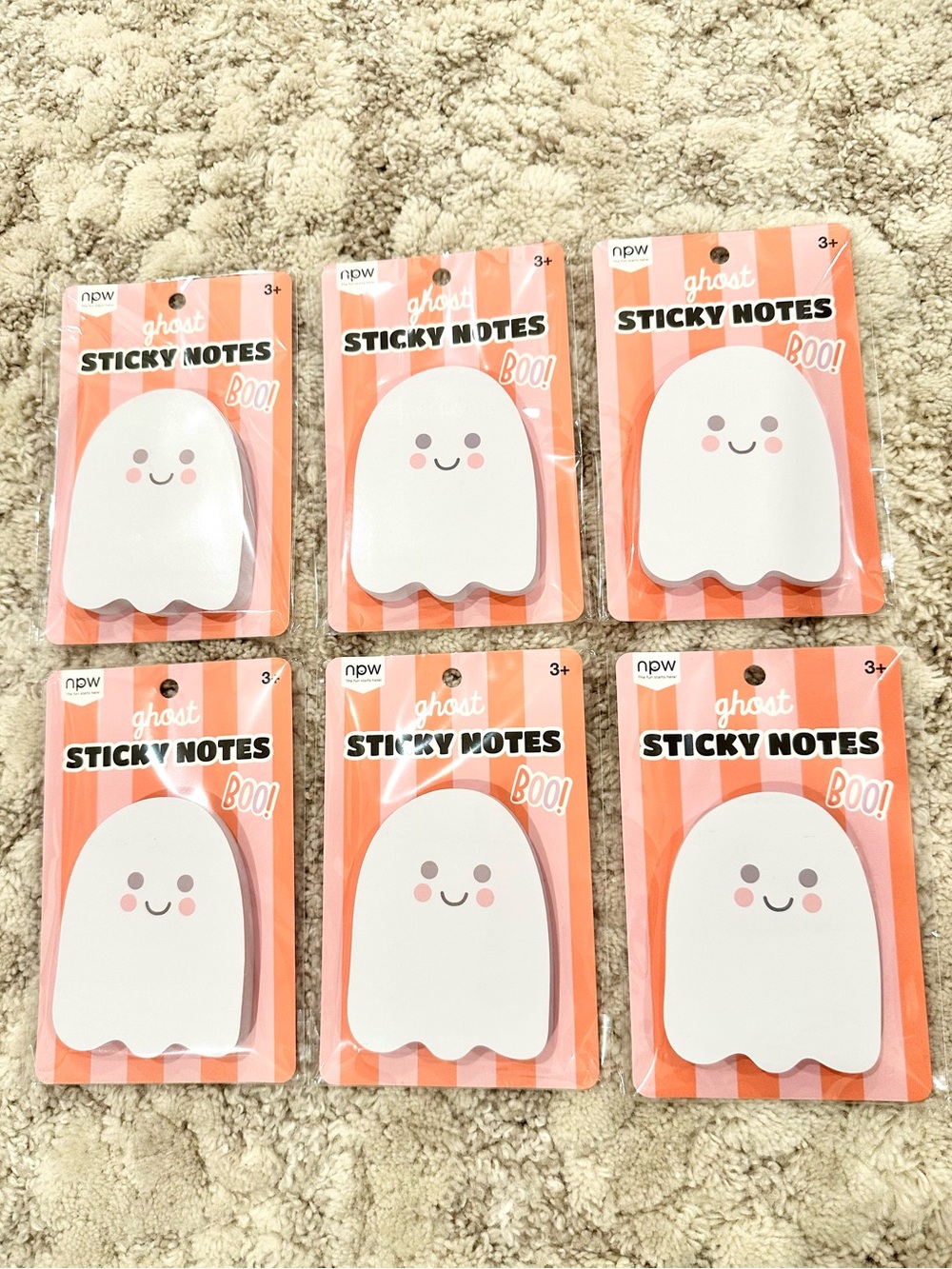Halloween Ghost Sticky Notes Casepack of 6 Brand New Sealed